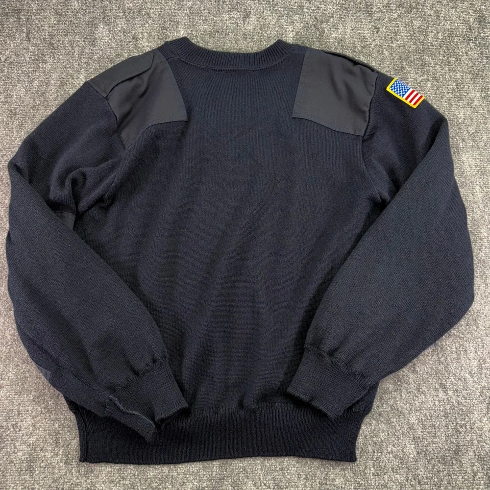 Blauer Sweater Mens Large Navy‎ Gore Windstopper Wool Blend Commando USA Patch